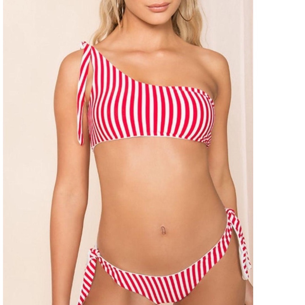 Revolve Superdown Red & White Striped Bikini Set